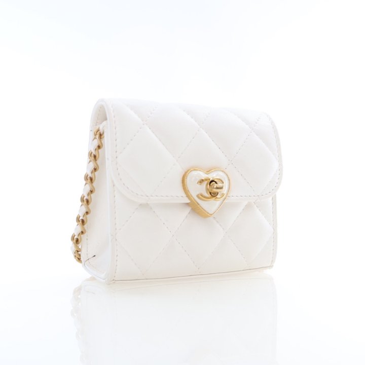 Chanel Mini White CC Enamel Heart Crossbody