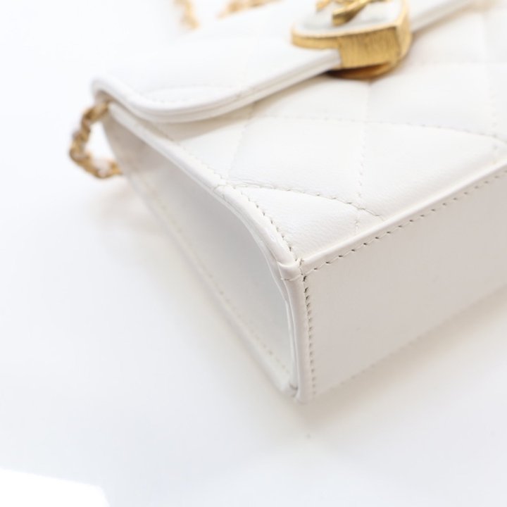 Chanel Mini White CC Enamel Heart Crossbody