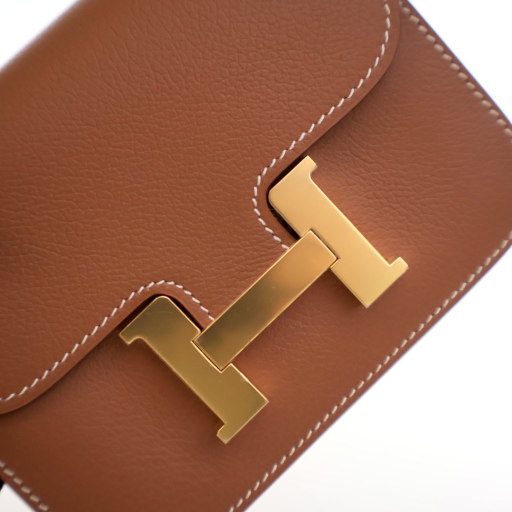 Hermes Gold Evercolor Constance Slim Wallet