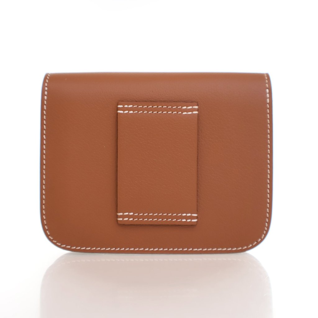 Hermes Gold Evercolor Constance Slim Wallet