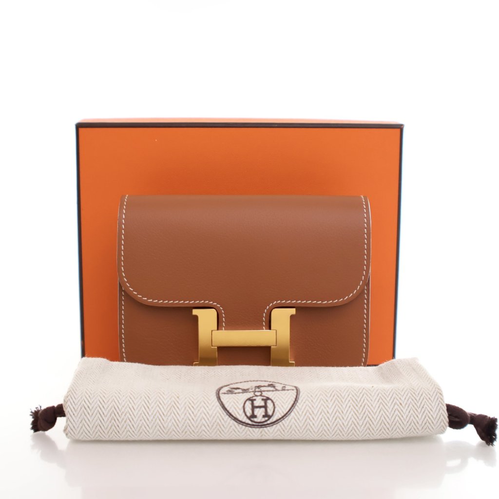 Hermes Gold Evercolor Constance Slim Wallet