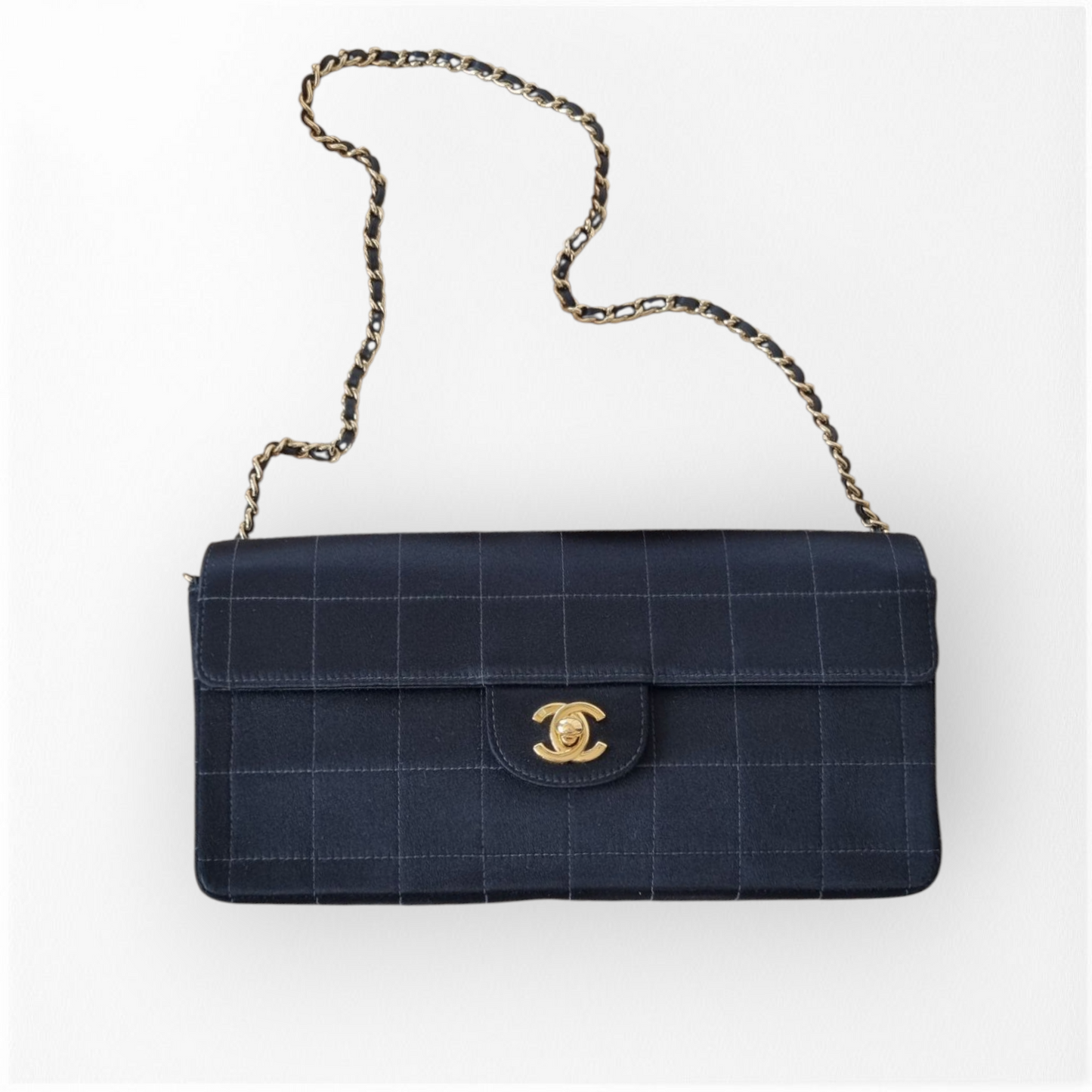 Chanel East West Chocolate Bar in Silk