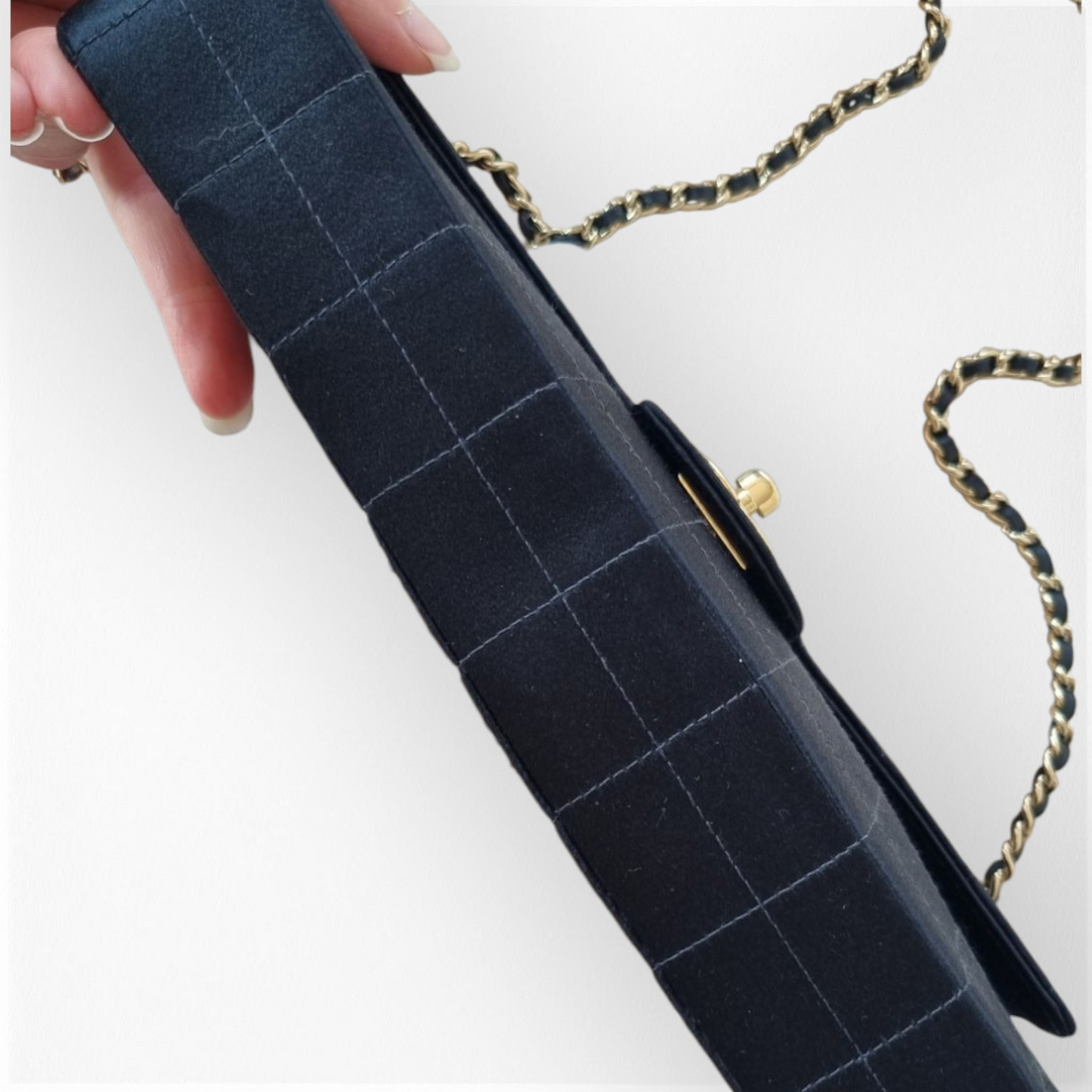 Chanel East West Chocolate Bar in Silk