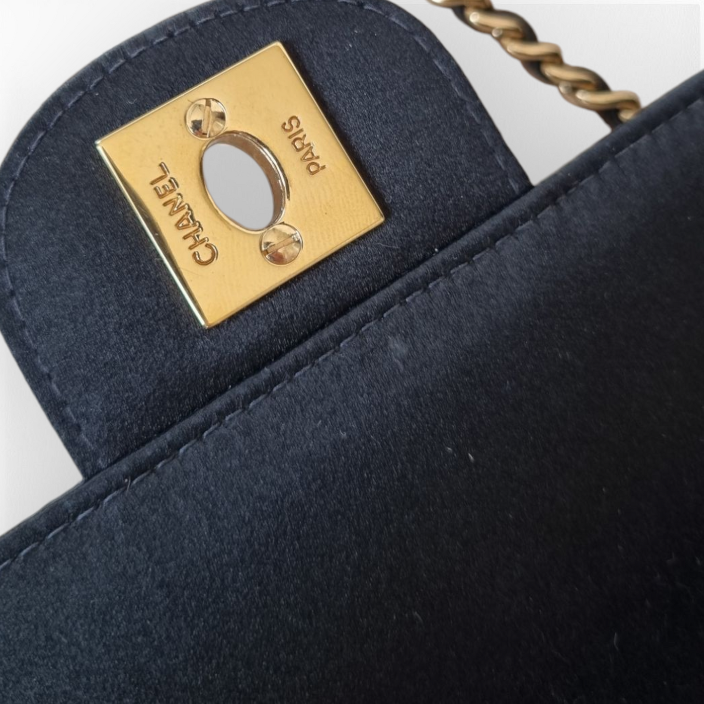 Chanel East West Chocolate Bar in Silk