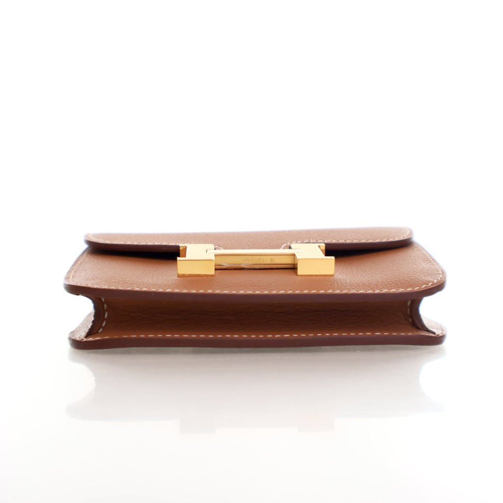 Hermes Gold Evercolor Constance Slim Wallet