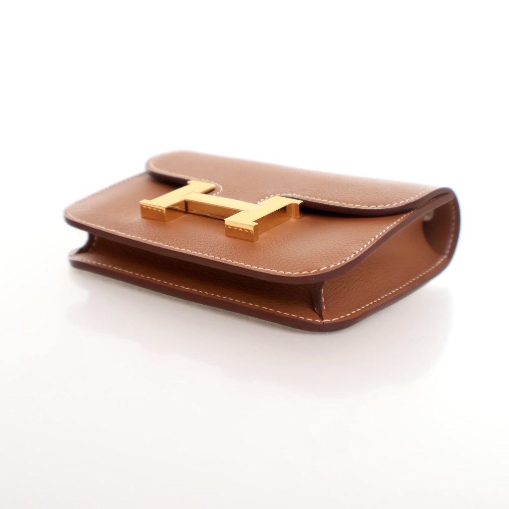 Hermes Gold Evercolor Constance Slim Wallet